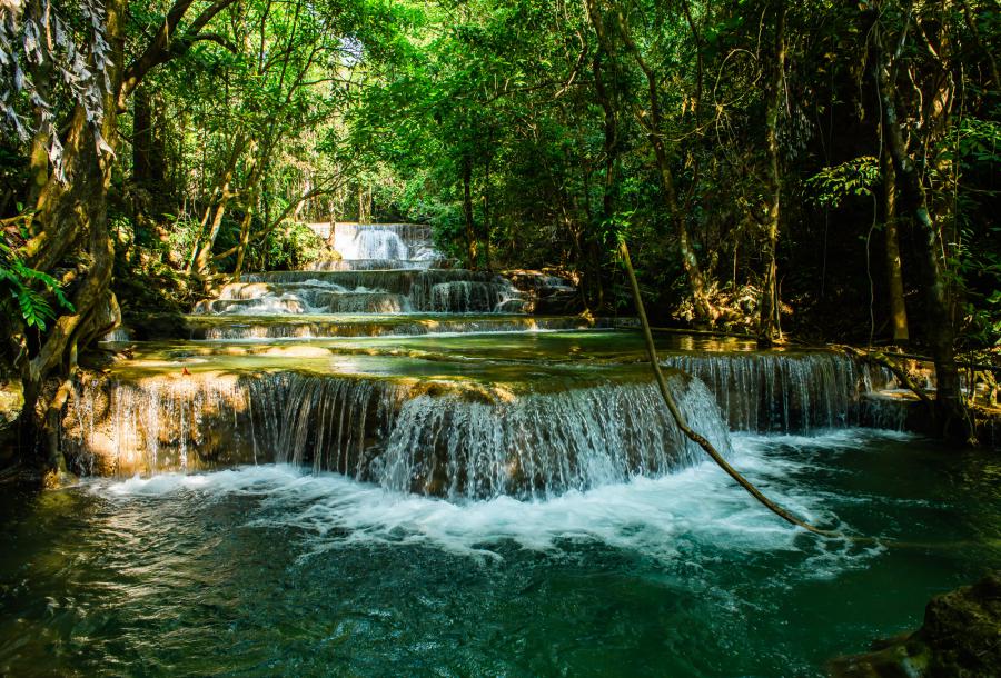 One of many tiers of Huai Mae Khamin Falls