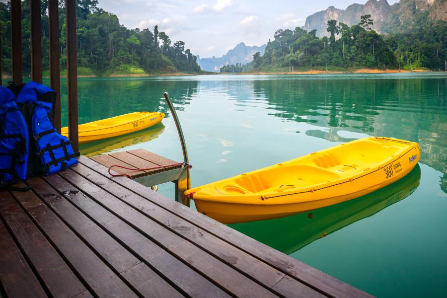 Canoeing is very popular in the lake