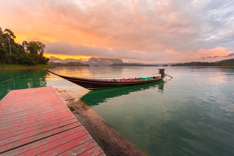 The only transportation in Khao Sok Lake is with long-tail-boats