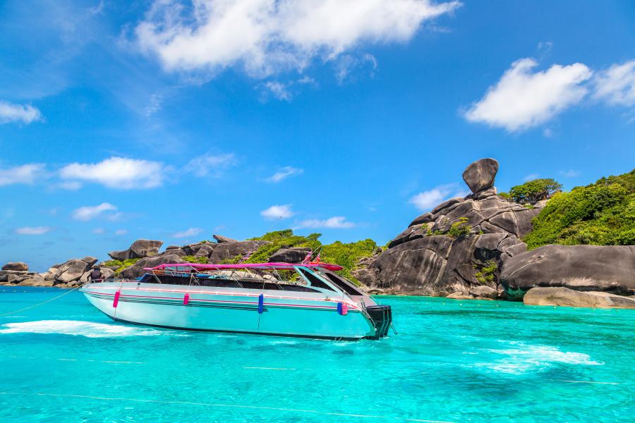 Speedboat anchored at Similan Islands