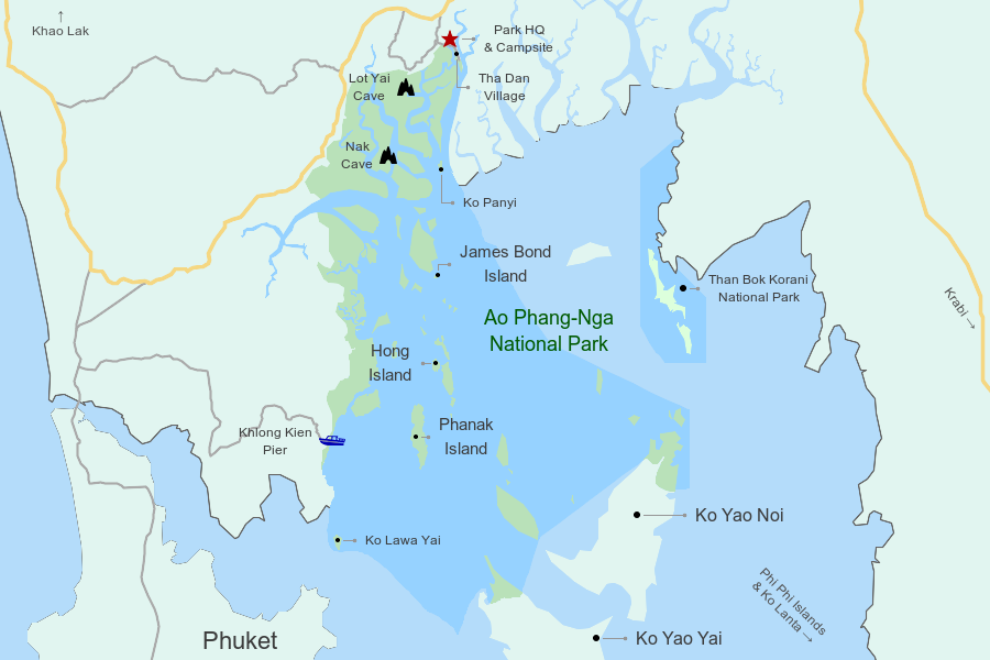 Map of Ao Phang-Nga National Park (Phang-Nga Bay)