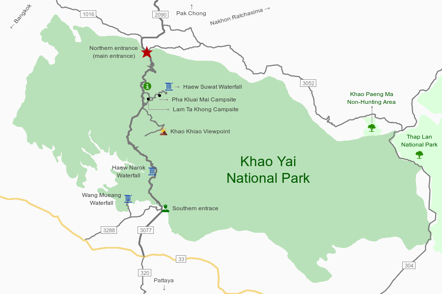 Map of Khao Yai National Park
