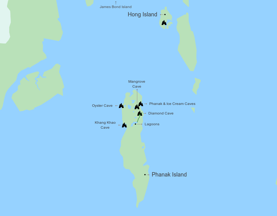 Map of the main islands in Phang-Nga Bay